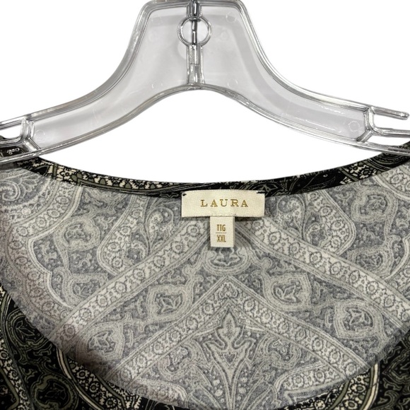 NEW, Laura, Paisley Print Top, Plus Size XXL, Black, Green & Beige - Picture 4 of 8